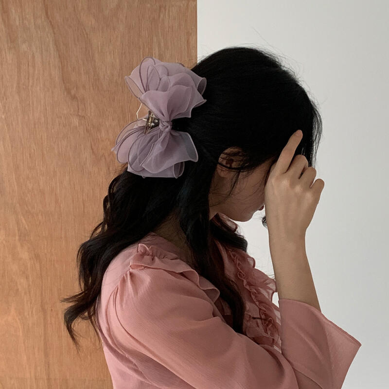 Handmade organza ribbon hairpin black