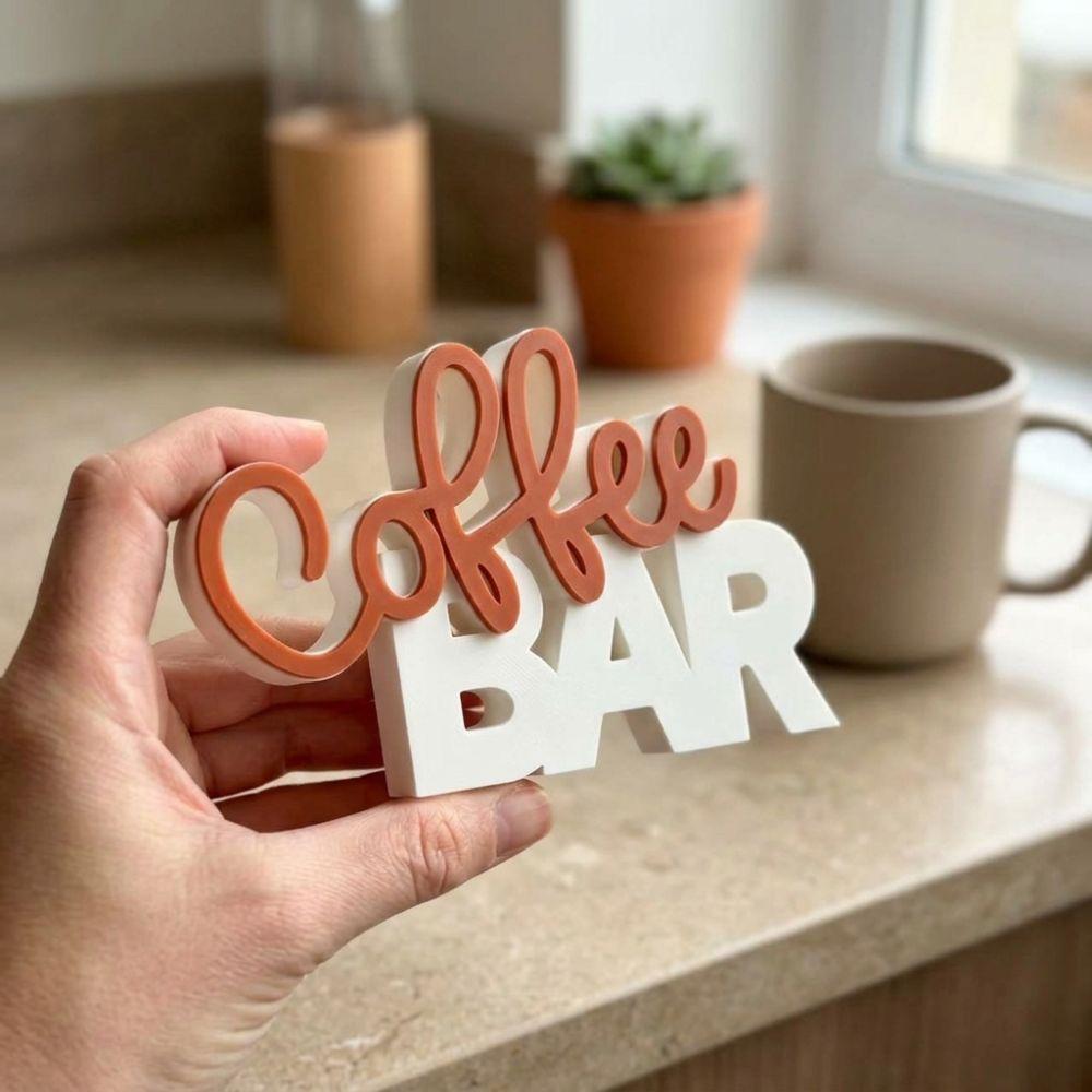 Coffee Themed Coffee Tray Decor Figurine Two-Tone Color Home Coffee Nook Decor Kitchen Counter