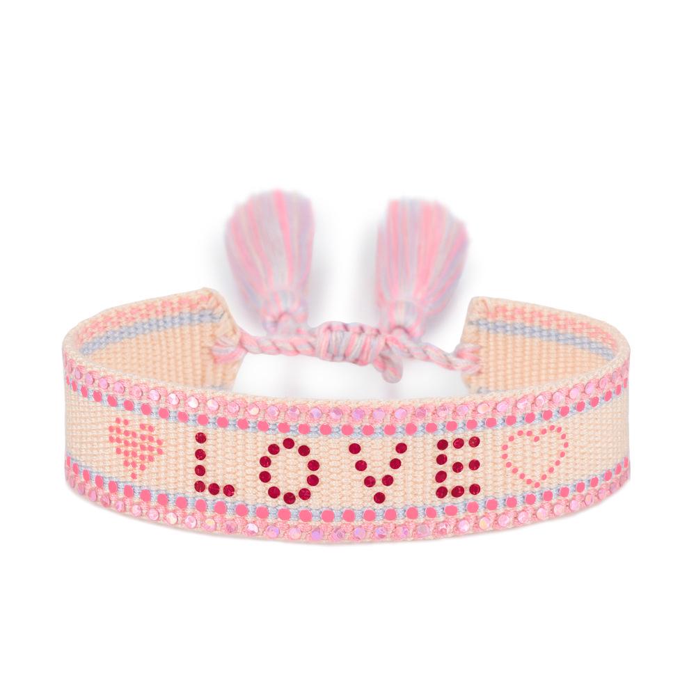 Handmade Gradient Sequin Bracelet with Creative Letter Design for Women