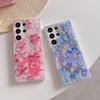 Leuchtende Flüssig-Treibsand-Hülle mit Blumendruck für Samsung S25 Ultra S24 Plus S23 S22 A55 A35 A15 Transparent Stoßfest Anti-Fall Handyhülle