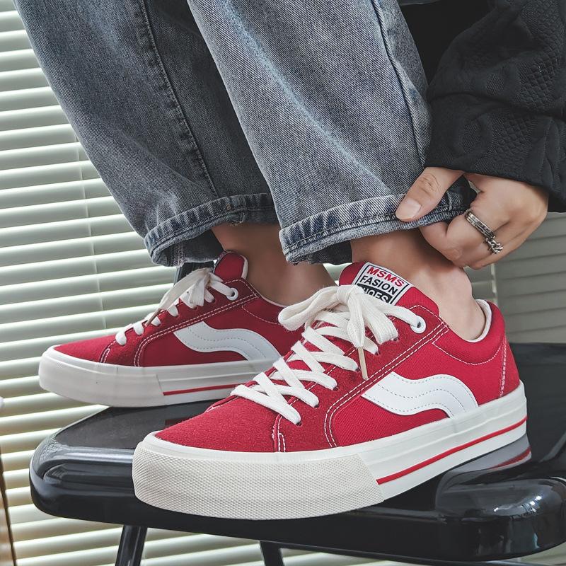Autumn new red low-top canvas shoes couple trend versatile sports casual skateboard shoes