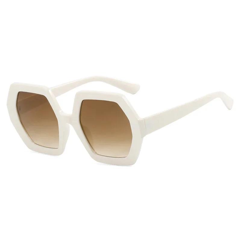 

Large Hexagon Sunglasses Female for Male Trendy Luxury Brand Design Sun Eyeglasses Retro Punk Sexy Ladies Big Frames Shades As the picture