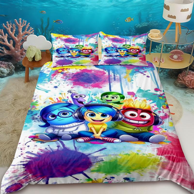 

Kids Inside Out Cartoon Duvet Cover Anime Bedding Set Quilt Cover with 2 Pillocase Queen King Full Bedroom Decor 135x200cm