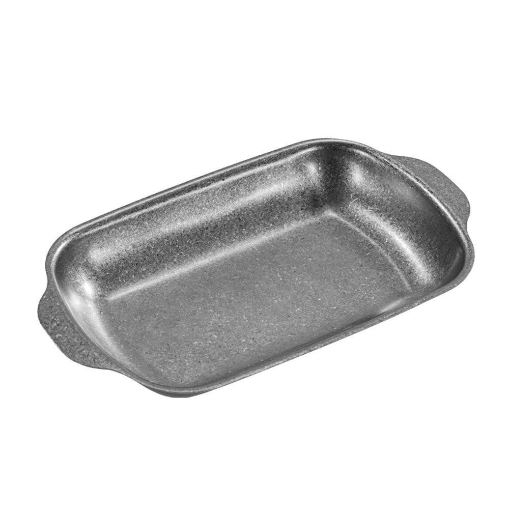 New Stainless Steel Steak Tray Double Ear Design Vintage Barbecue Plate Vegetable Snack Plate Home Kitchen