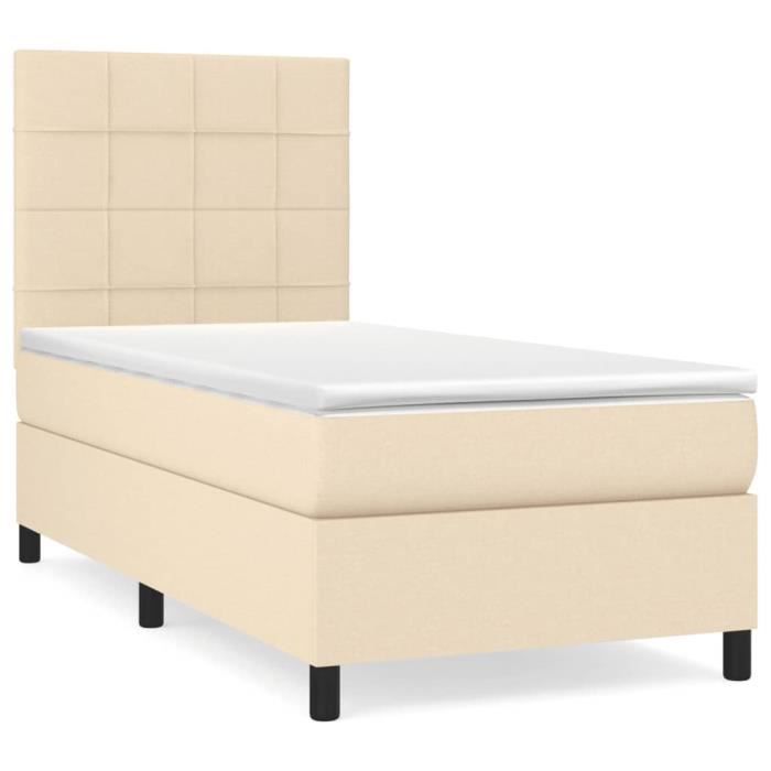 3141750 vidaXL Divan Bed with Mattress Cream 90x200 Cm Fabric