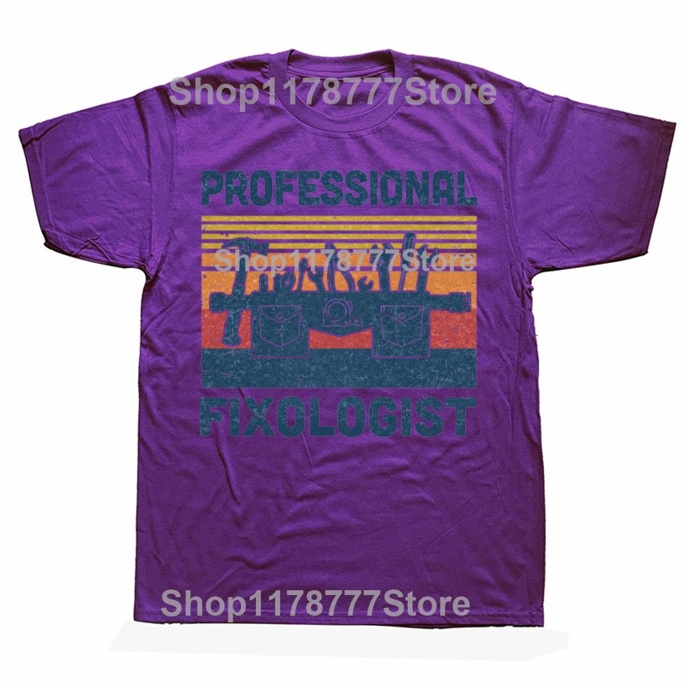 Funny Handyman Professional Fixologist Tools Repairman T Shirts Birthday Gifts Mens Clothing Casual Loose Oversized T Shirt