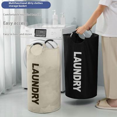 90L Laundry Basket Large Capacity Dirty Clothes Container Collapsible Oxford Cloth Clothing Hamper for Bathroom Dormitory Use