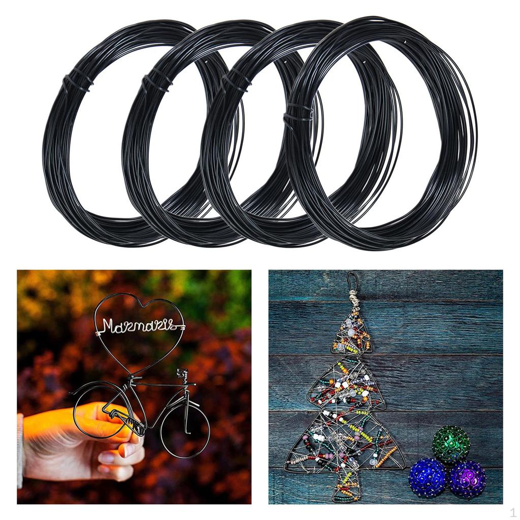 4 Pieces Yards 1mm Aluminum Wire, Round Flexible Rope, Metal Rope for Making Art Garlands, Earrings