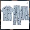 Pigiama da Uomo Abbigliamento da Casa Tre Pezzi Cotone da Uomo Primavera e Estate Maniche Corte Pantaloncini Pigiama Leggero Set Abbigliamento da Casa