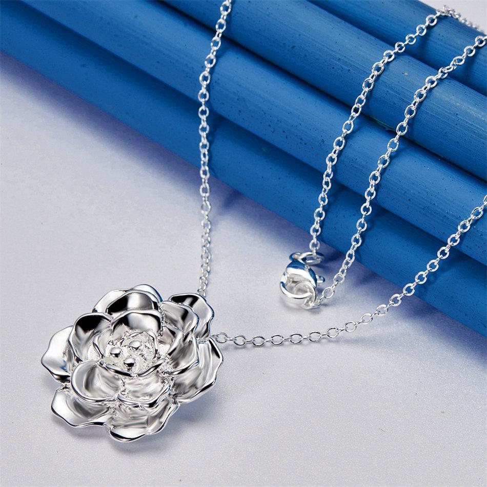 925 Sterling Silver 16-30 Inch Exquisite Flower Pendant Necklace for Women's Jewelry Fashion Wedding Accessories