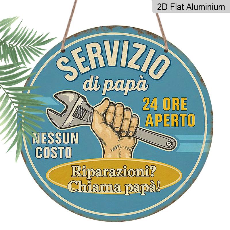 

2D Flat, 1pc Italian Suitable for Decorating Garages, Studios, Homes, Restaurants, Bars, Offices, Vintage Father s Service & Father s Repairs 1pc