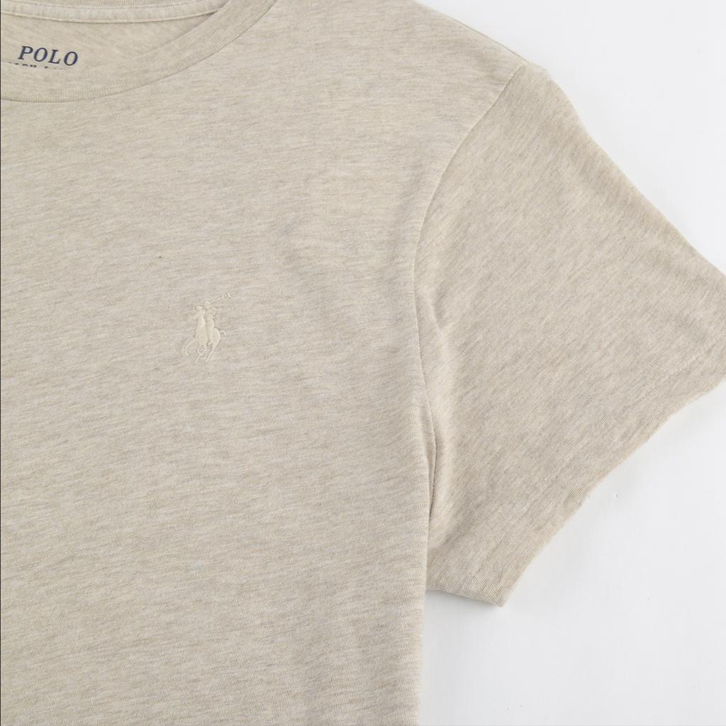 Polo Ralph Lauren Solid Logo Embroidered Crew Neck Short Sleeve T-Shirt Women Tops Oatmeal 211682521-024
