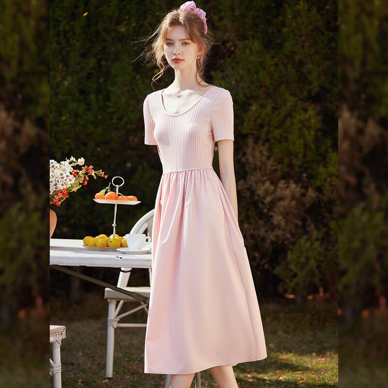 Bailuyu Patchwork Slim Fit U-Neck Dress L
