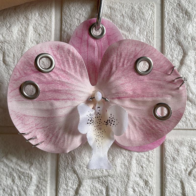 Fashion Phalaenopsis Orchid Keychain Exquisite Simulation Flower Key Ring Backpack Pendant Decoration Accessories Gifts