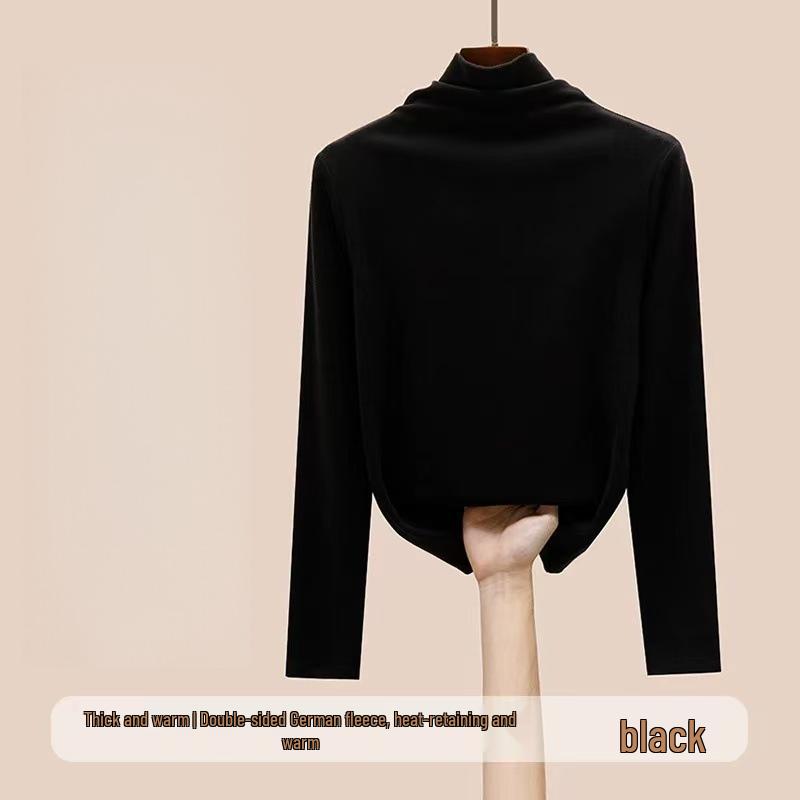 Plüsch-Langarm-Basisshirt für Mädchen mit hohem Kragen - Herbst/Winter 2025 Edition