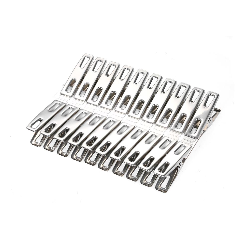 20 Pcs Clothespins Stainless Steel Clothes Clips Metal Sealing Clip Socks Clothing Pegs Household