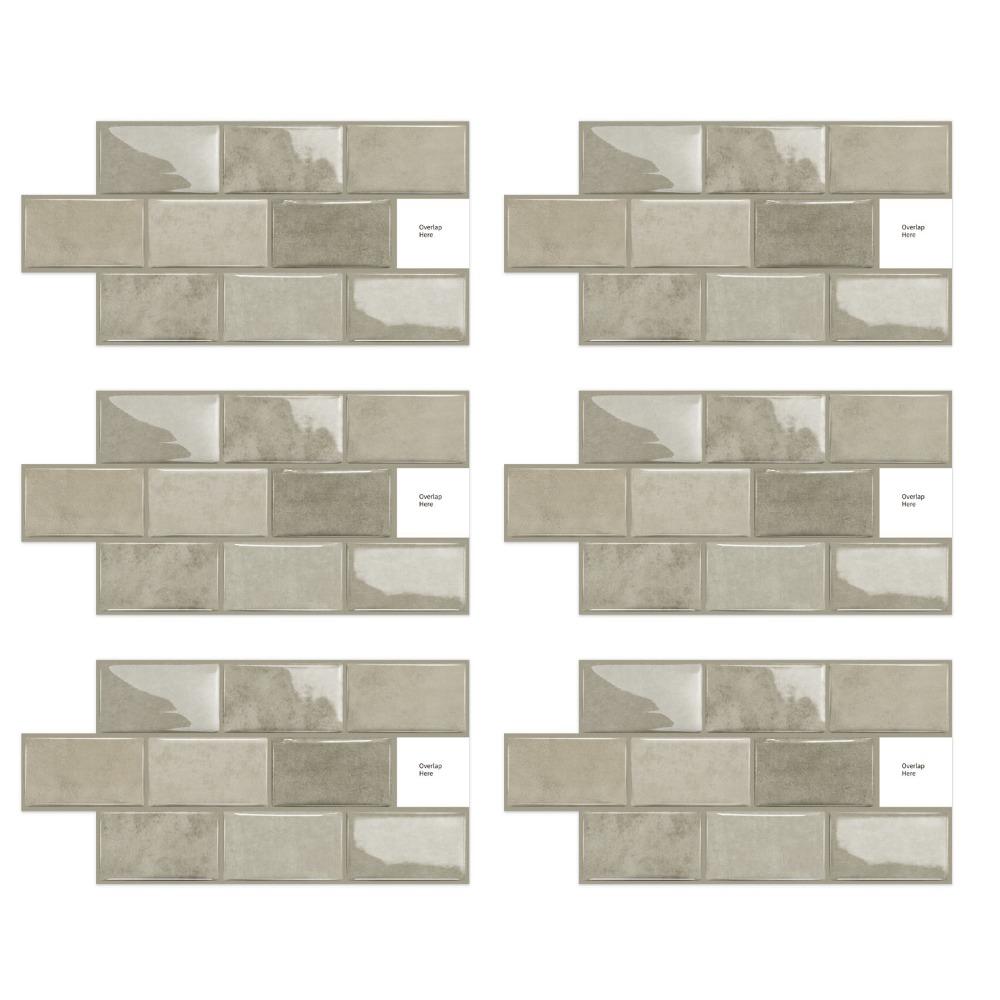 6 Stück 3D Wandfliesenaufkleber Wasserdichte PVC Imitation Fliesenaufkleber Selbstklebende Dekorationsfliesenaufkleber für Küche und Bad