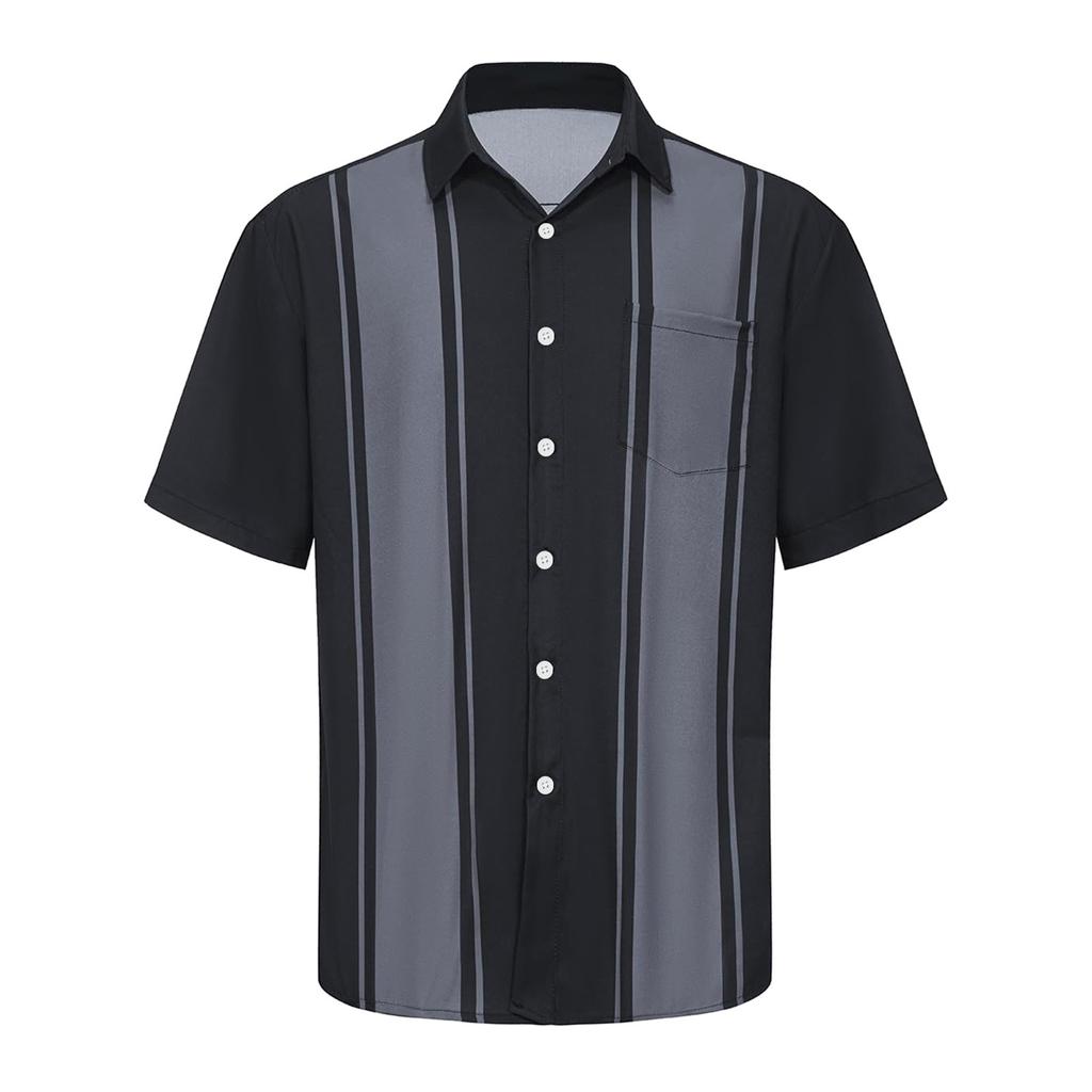 Hawaii-Hemd für Herren, Herren-Bowling-Hemden im Vintage-Stil, kurzärmelig, Sommer-Strandhemd
