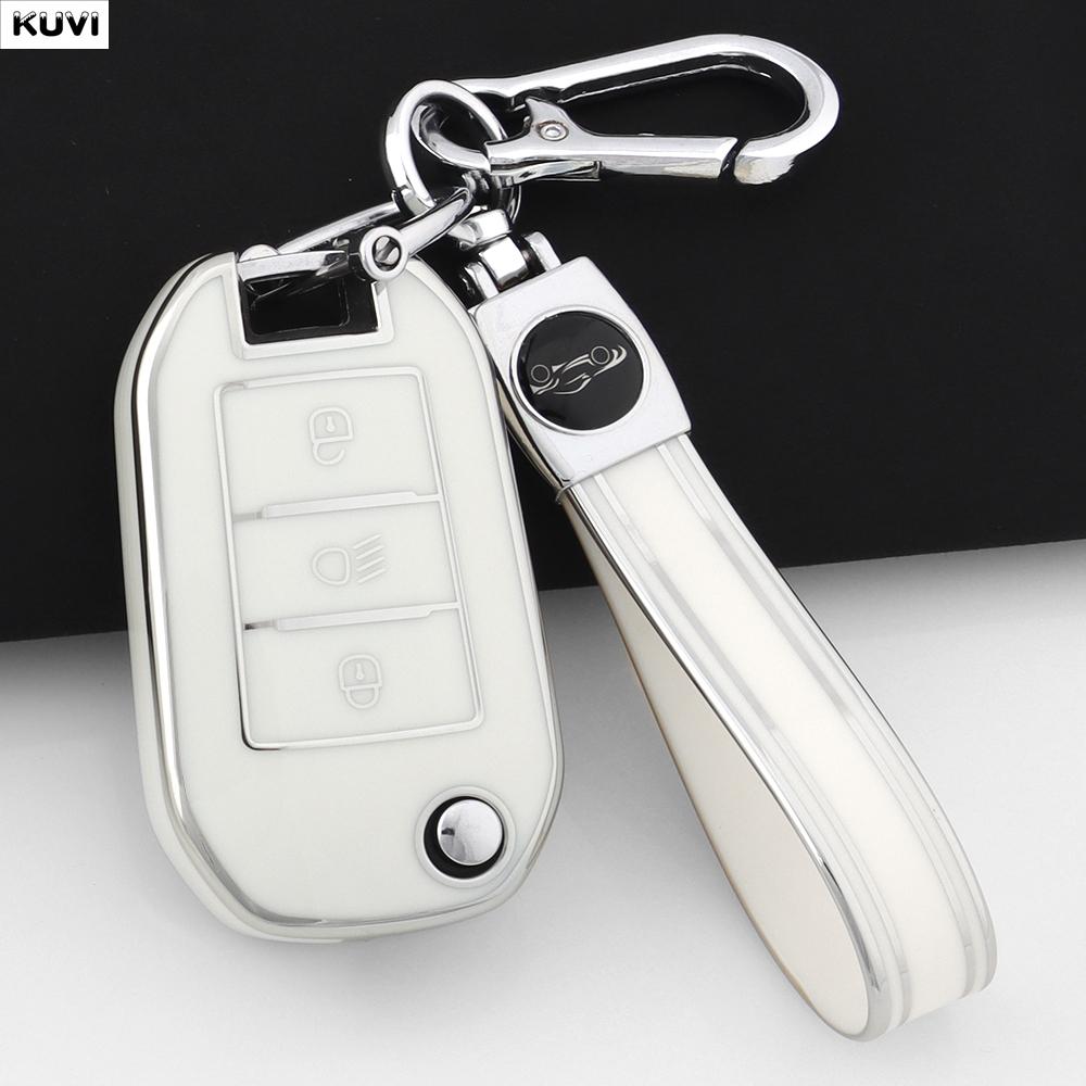 TPU Car Folding Key Case Cover Shell For Peugeot 208 308 408 508 2008 3008 4008 5008 For Citroen C3 C4 CACTUS C6 C8 Accessories