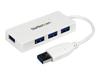 USB 3.0 Hub - StarTech - ST4300MINU3W - 4 Ports - Integrated Cable - White
