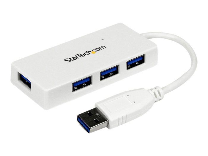 USB 3.0 Hub - StarTech - ST4300MINU3W - 4 Ports - Integrated Cable - White