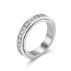 Full CZ Spinner Ring Titanium Steel Rotating Band for Anxiety & Stress Relief Modern Fidget Toy Jewelry for Women Men