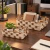 2 Pieces Paper Rope Woven Storage Basket Textured for Cosmetic Organization