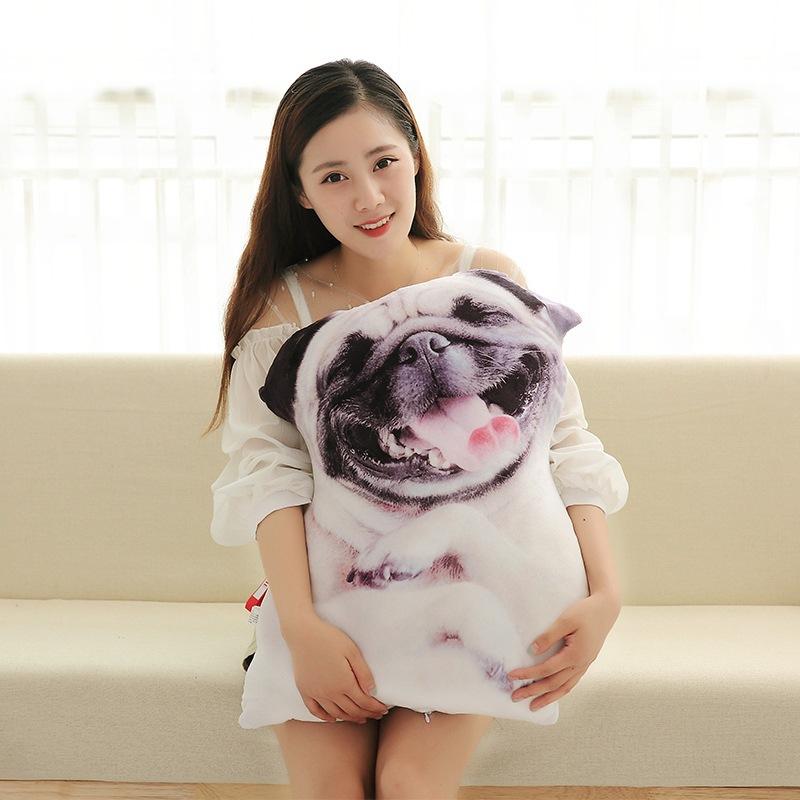 3D Cute Curved Dog Pillow 50cm Pillow Realistic Animal Funny Dog Head Role Playing Home Decoration Sofa Ornament