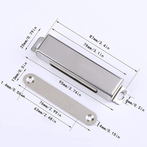YUQI? Strong Magnetic Catch, Stainless Steel, 30kg Capacity, Magnetic Catch Latch, Door Stopper for Furniture Doors, Cupboards, and Cupboards (Pack of