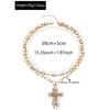 Pearl cross pendant, retro necklace, women's light luxury niche sweater chain necklace