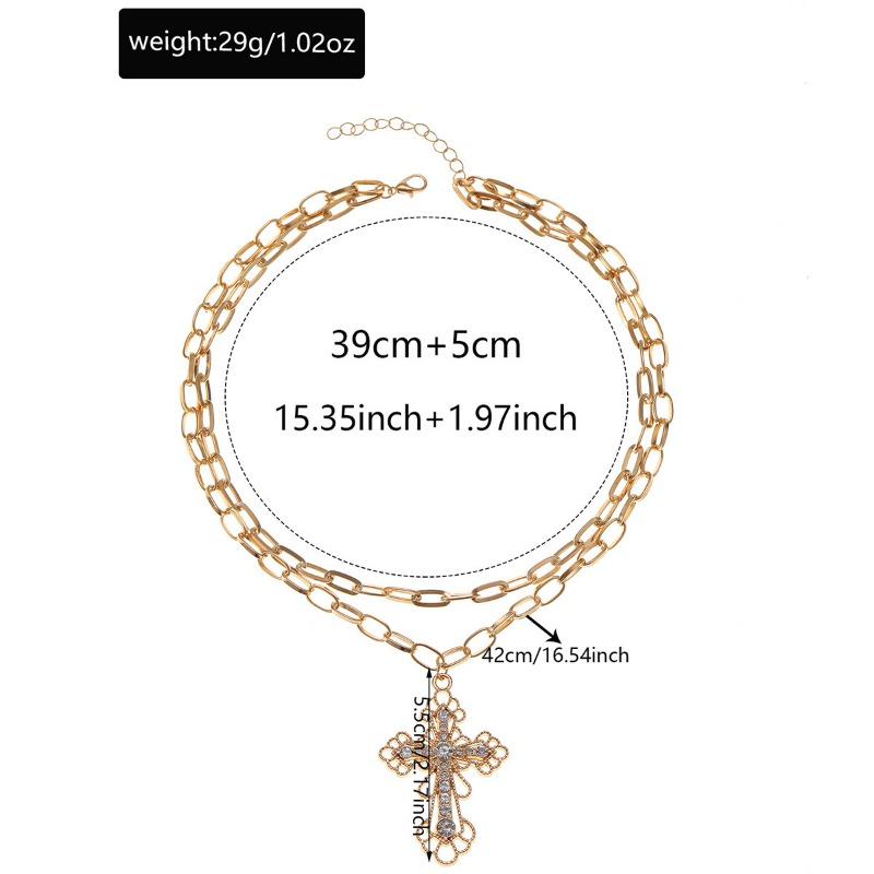 Pearl cross pendant, retro necklace, women's light luxury niche sweater chain necklace