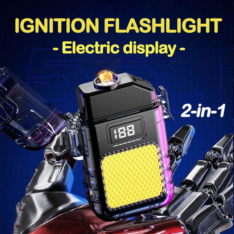 Rechargeable ignition portable COB flashlight, windproof 3-in-1 flashlight, electric wire ignition,durable,compact,camping and emergency situations