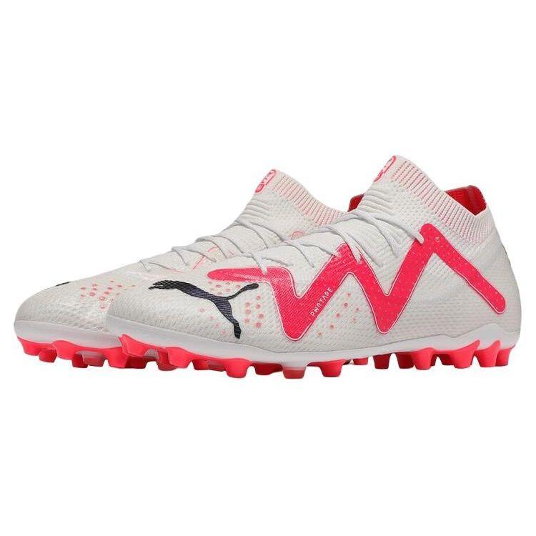 Puma Future Ultimate Round Toe Lace-Up MG (Rubber Short Stud) Artificial Turf Breathable Durable Soccer Shoes Unisex Soccer Shoes White Red 107358-01