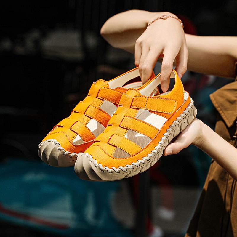 Summer Baotou Outdoor Casual Sandals Men's Sewn Men's Outer Wear Beach Shoes Handmade Leather Sandals Large Size