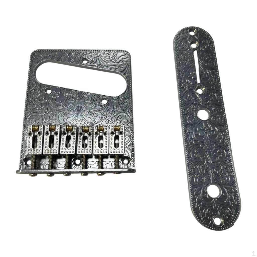 6 String Electric Bridge Plate with 2 Dome Buttons Heavy Duty Replacement Parts