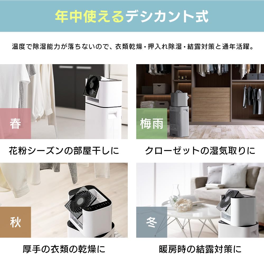 Iris Ohyama Wäschetrockner 13 Tatami-Zirkulator Entfeuchtung Timer Geschwindigkeit Leise Große Räume Schimmel Links und Regenzeit Kompaktes Wohnzimmer Weiß