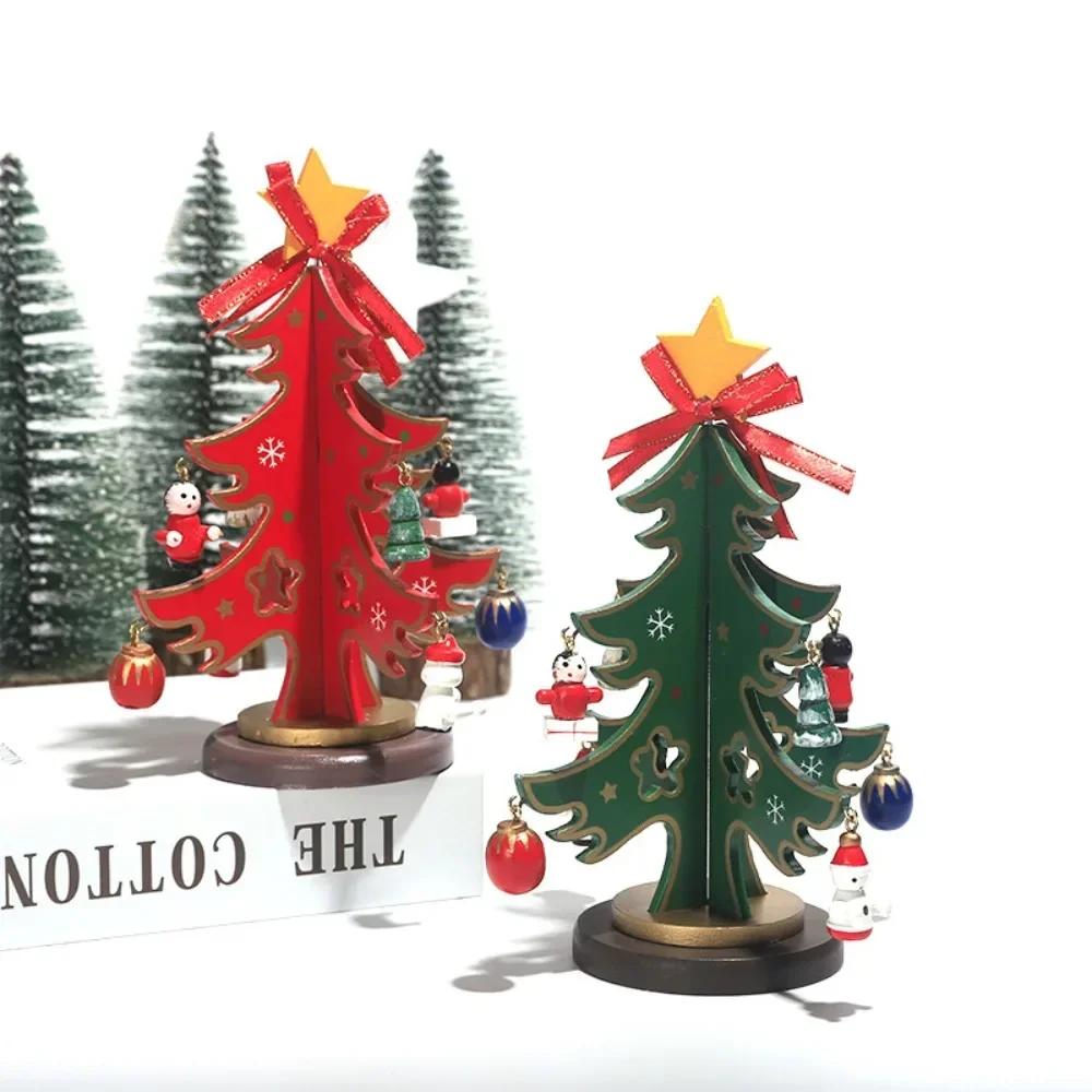 Choinka Dziecięca Ręcznie Robiona DIY Rzemiosło Zabawka Drewniana Choinka Układ Sceny Dekoracje Świąteczne Prezenty Świąteczne dla Dzieci Zabawka