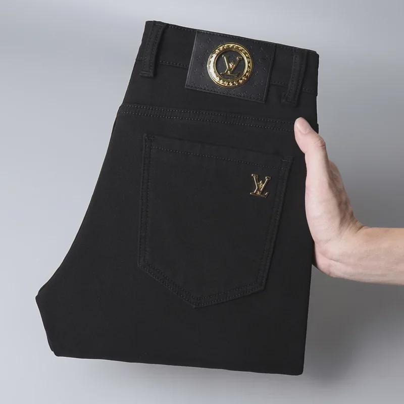 Men's Premium Elastic Velvet-Lined Slim Straight Business Jeans for Winter