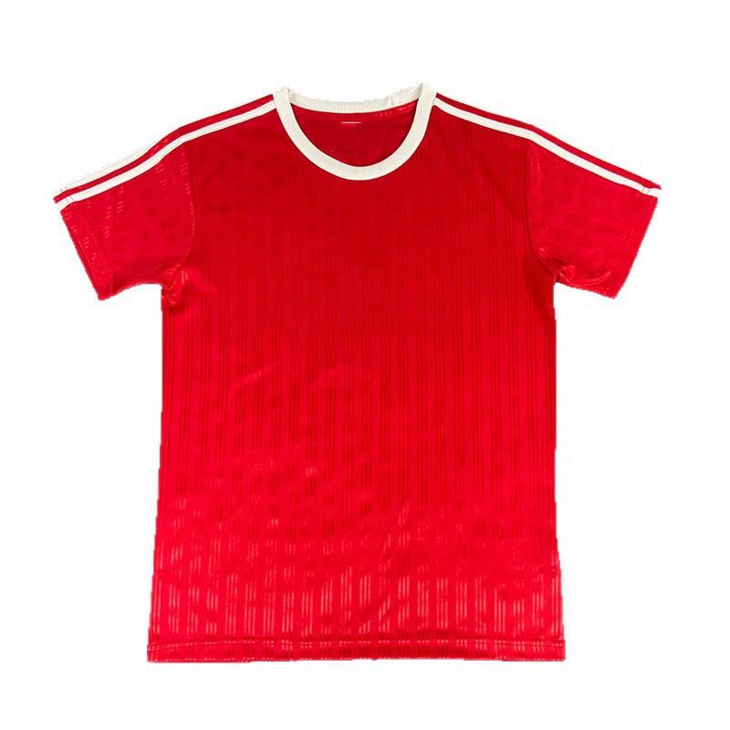 Mens Bamboo Fiber Soccer Jersey Short Sleeve Football Shirt Floral Red
