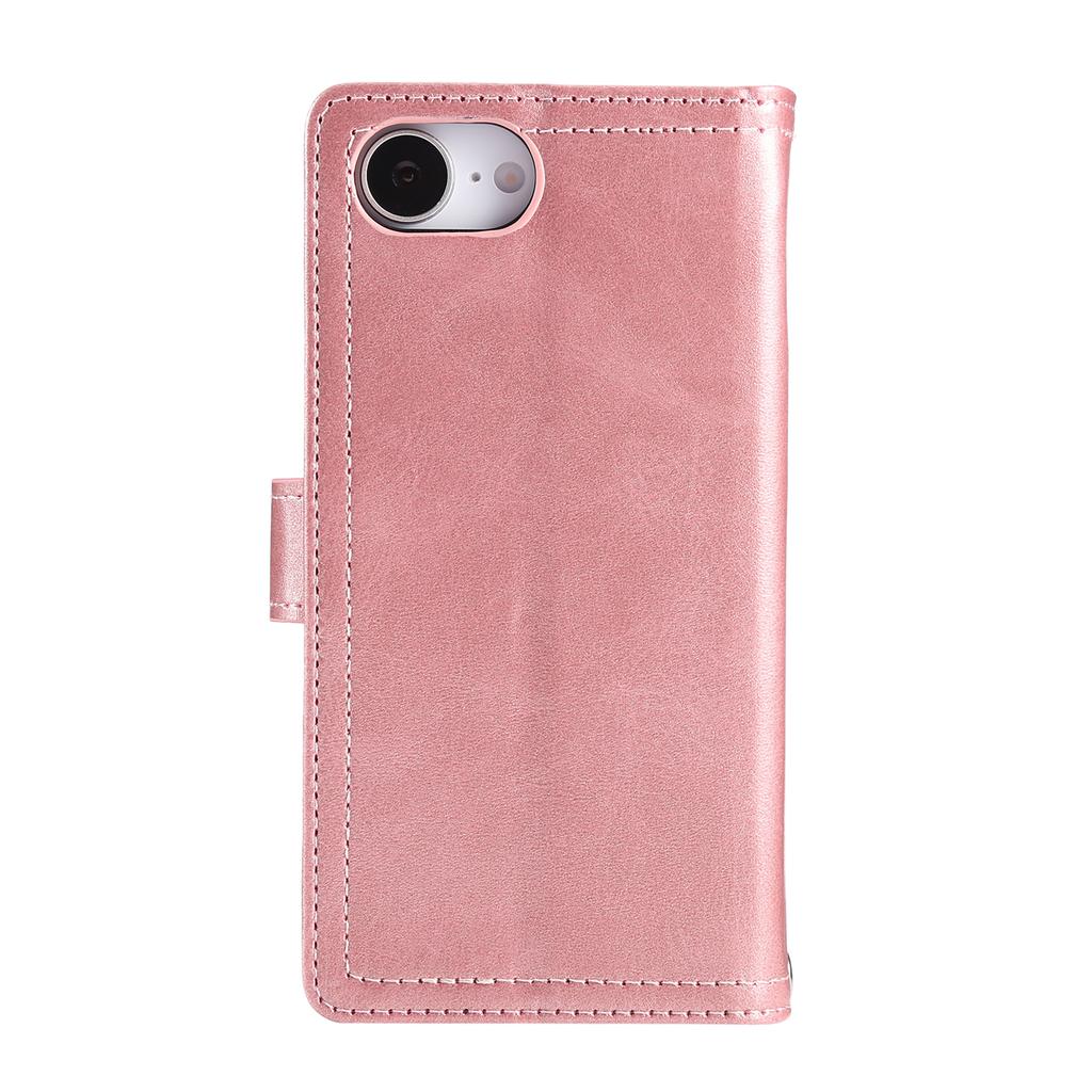 For iPhone 16e Case Split Leather Magnetic Wallet Phone Protector with Wrist Strap