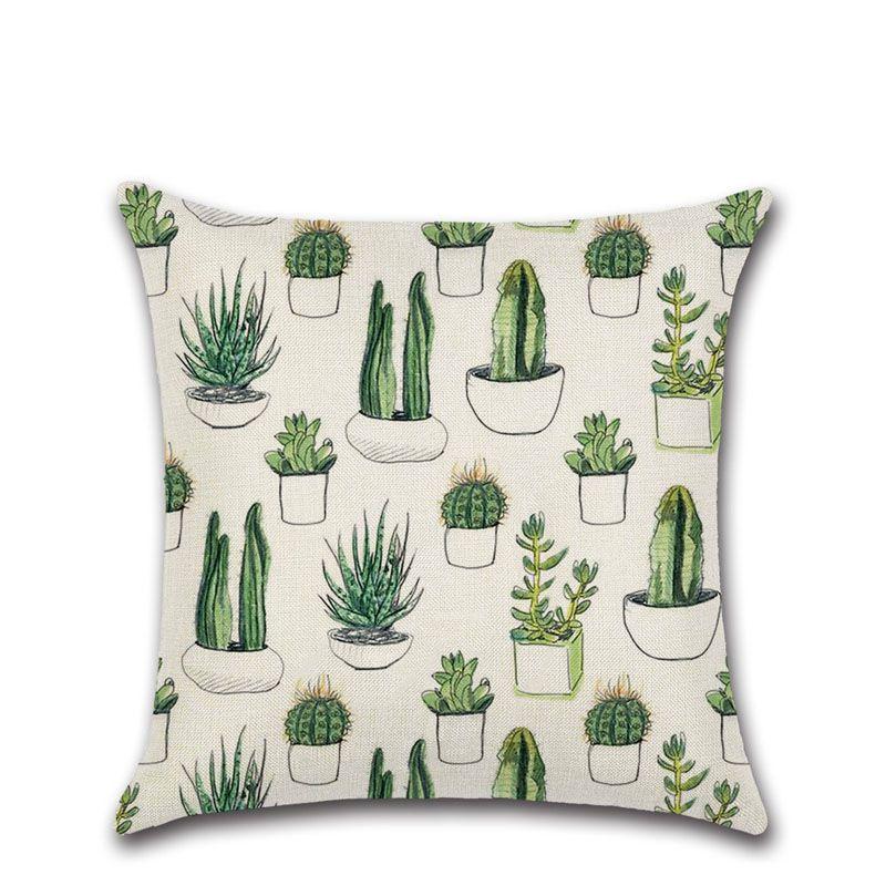 

Tropical Plants Cactus Decorative Cushion Cover Cotton Linen Square Pillow Cover 9