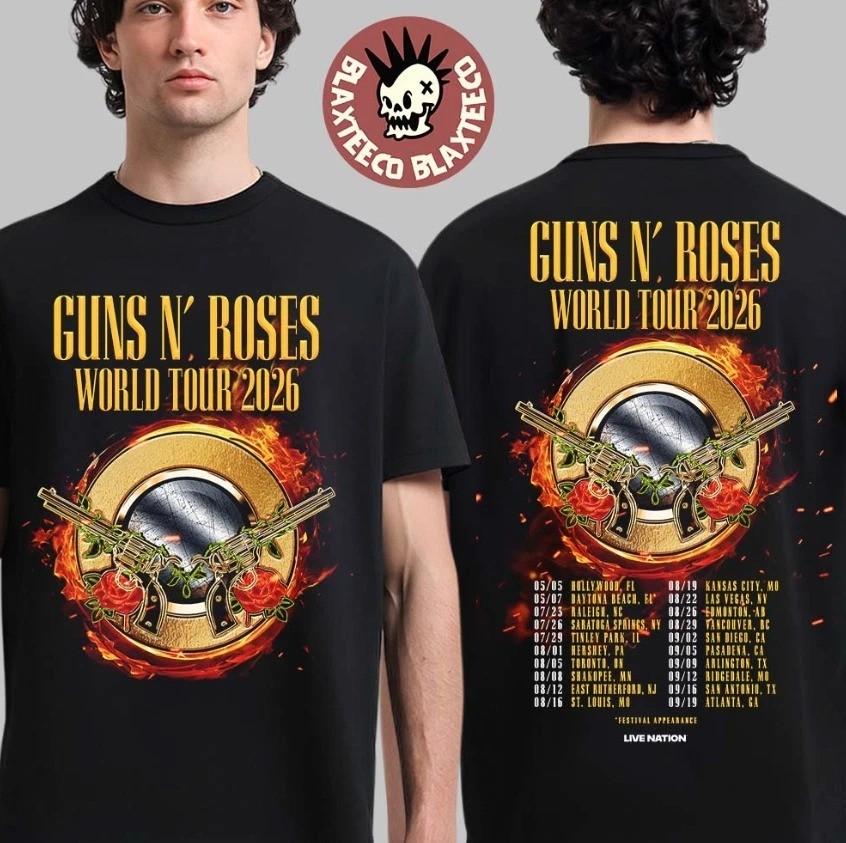 Guns Roses World Tour 2026 North American Schedule Dates T-Shirt PP2940 XL
