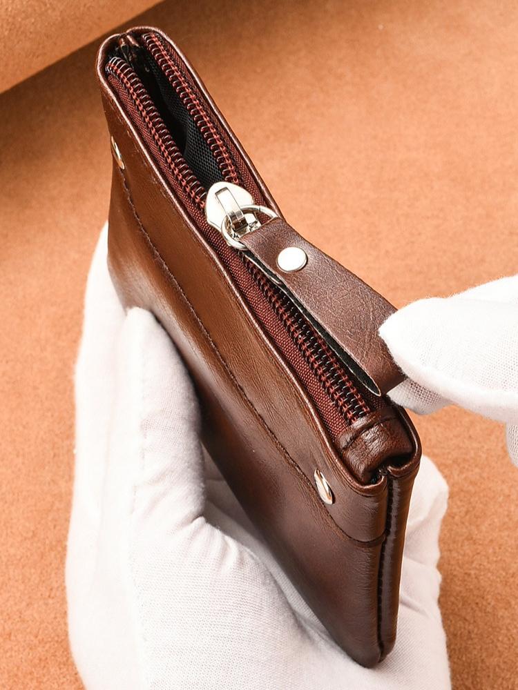 Men Short Wallet Thin Solid PU Coin Purse Mini Zipper Coin Pouch Cute Purse Card Bag Id Card Holder Credit Card Holder