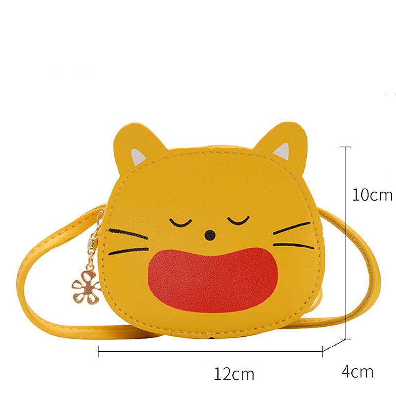 Niedliche Katzen-Münzbörse Mini-Umhängetasche Weiches Leder Kleines Mädchen Kleine Reißverschluss Cartoon-Umhängetasche für Geschenke Schlüsseltasche