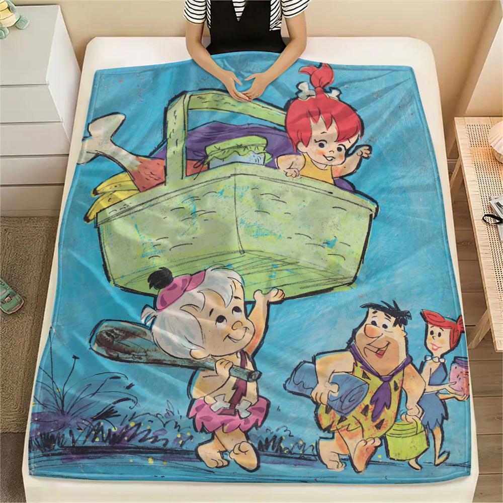 Coperta in Flanella con Stampa dei Flintstones, Alta qualità, Confortevole per Tutte le Stagioni, Decorazione per la Casa, Calore e Comfort