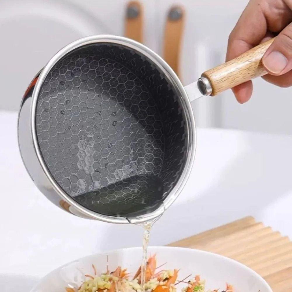 Stainless Steel Hot Oil Splashing Pot Non-Stick Pancake Skillet Omelette Pan  Outdoor Camping
