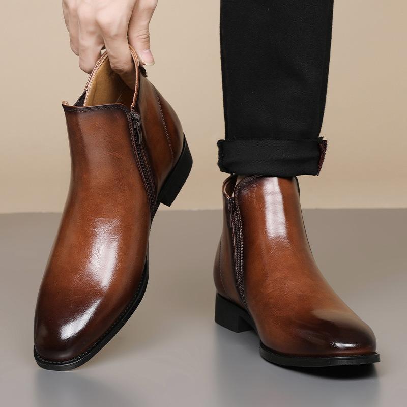Men's Chelsea Boots Fashion British Style Short Boot Luxury High-Top Leather Boots for Men Business Men Dress Boots Botas Hombre