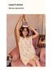 Women's 100% Cotton Summer Pajama Set - Sleeveless Tank & Shorts with Cute Cartoon Design and Chest Pads