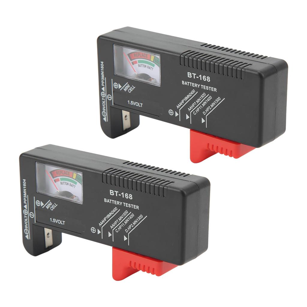 2PCS Pointer Type Battery Tester Portable Button Cell Level Checker for for AA AAA 1.5V 9V