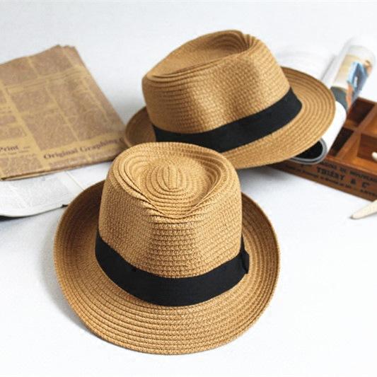 Spring and Summer Parent-child Children Straw Hats Men and Women Jazz Top Hats Baby Trendy Hats Sunshade Sunscreen Travel Beach Hats